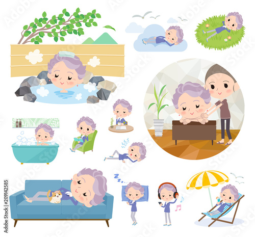 blue one piece old women_relax