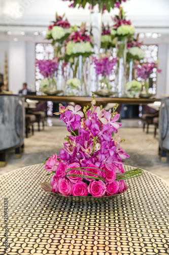 Fancy orchid display in lobby