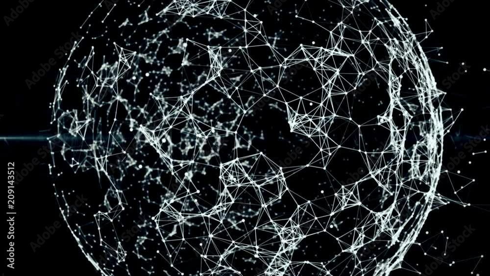 3d rendering abstract globe with particles and plexus structure ...