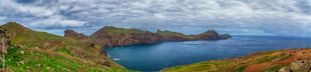 Panorama. View of the ocean and the surrounding of Madeira island