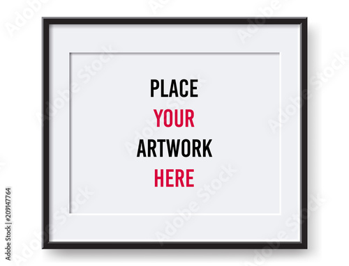 Realistic art or photo wall frame isolated on white background. Vector illustration.