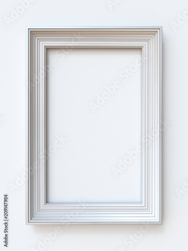 White picture frame rectangular 3D rendering illustration