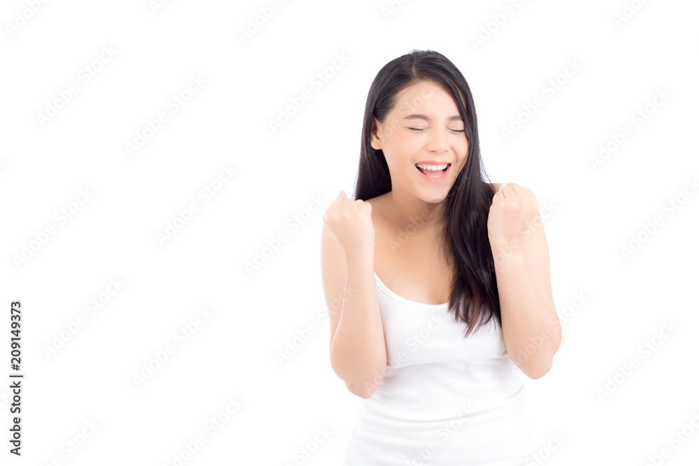 Portrait of beautiful asian woman makeup of cosmetic, beauty of girl with face smile and gesture glad attractive isolated on white background, success perfect with wellness and healthcare concept. Portrait of beautiful asian woman makeup of cosmetic, beauty of girl with face smile and gesture glad attractive isolated on white background, success perfect with wellness and healthcare concept.