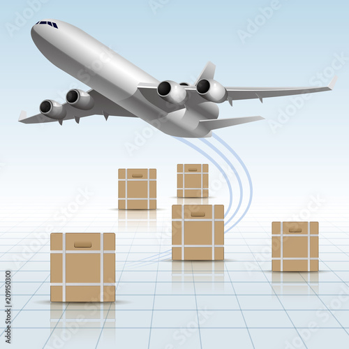 Air flight concept design, vector drawing of large cargo airplane.