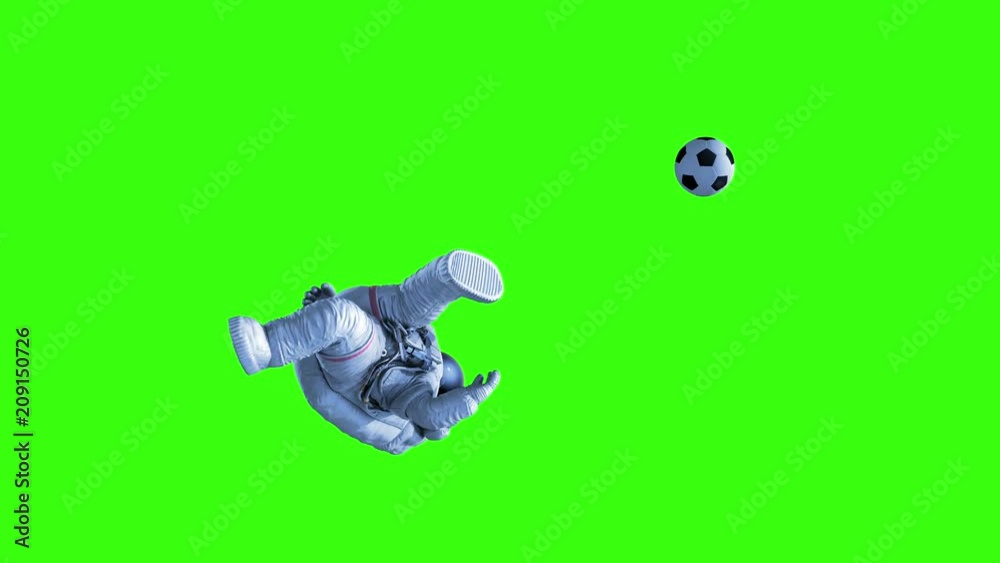 Astronaut Shoots on Goal on a Green Background and in Outer Space. Beautiful Abstract 3d animation. 4K Astronaut Shoots on Goal on a Green Background and in Outer Space. Beautiful Abstract 3d animation. 4K