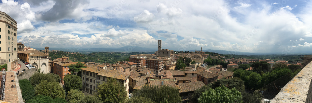 Panorama of Perugia in Italy as seen from the upper town