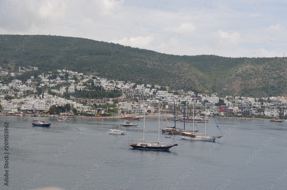 bodrum city panorama landscape boat bodrum city panorama landscape boat
