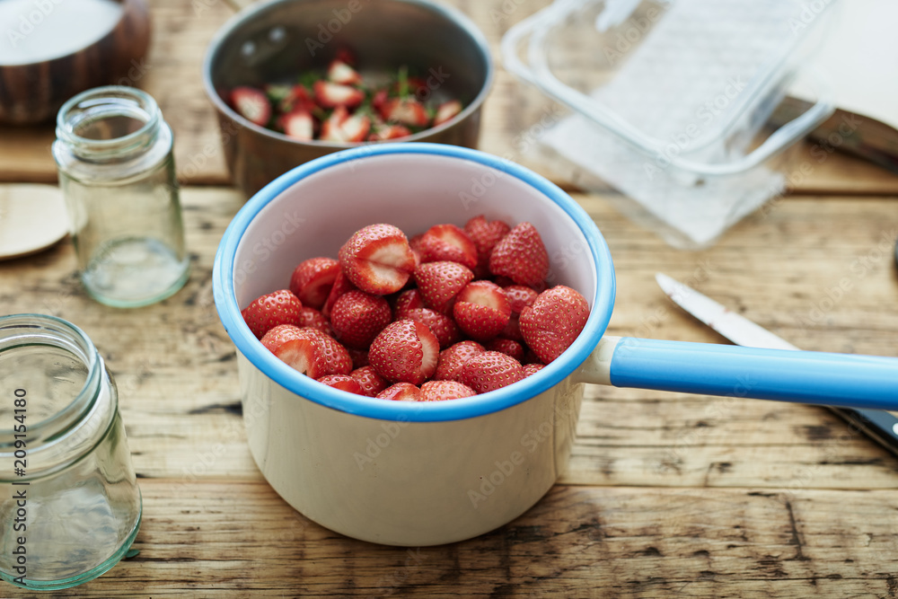 Preparing strawberry jam. Preparing strawberry jam.