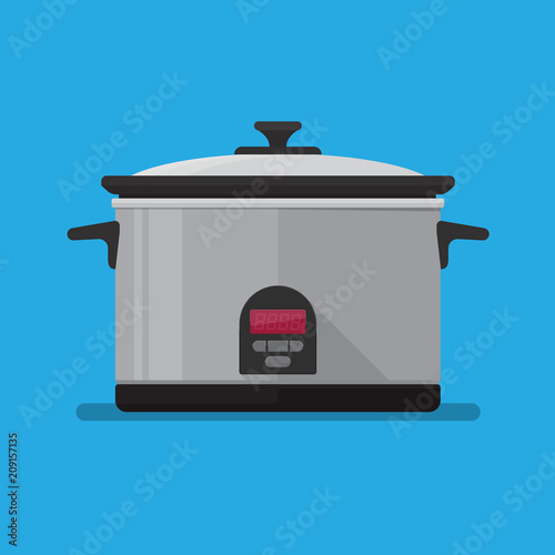 Electronic slow cooker vector flat design.