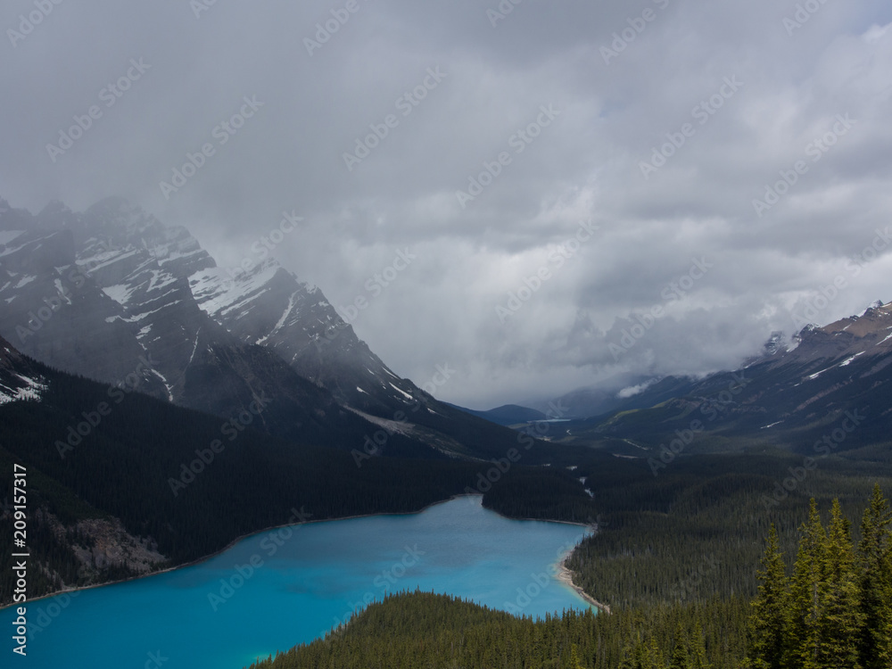 Fototapeta premium View from Bow Summit of Peyto lake, Canadian Rockies, Alberta, Canada