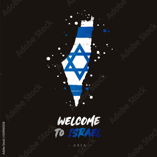 Welcome to Israel. Flag and map of the country