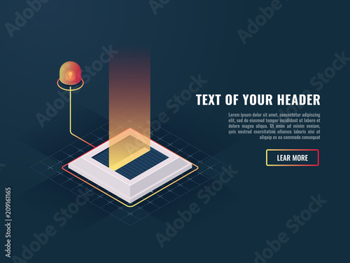 Missile mine with the abnormal indicator, concept of presentation new digital product or program complex