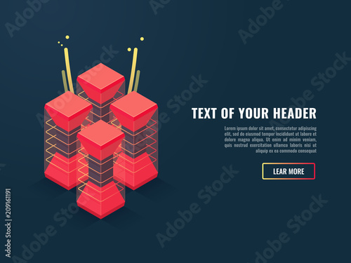 Conceptual database icon, web hosting and data server concept, futuristic electrician energy battery 3d isometric vector