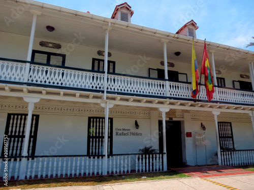 Cartagena / Colombia - 04 21 2018: Amazing view of the musuem house of Rafael Nuñez  