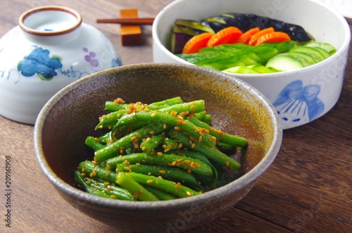 インゲン豆の胡麻和え　家庭料理　和食 photo