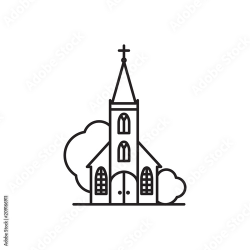 Beautiful church logo line art