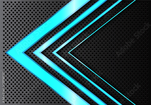 Abstract blue arrow light neon overlap on circle mesh design modern technology futuristic background vector illustration.