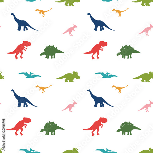 Cute cartoon dinosaurus pattern on white