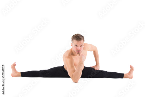 Stretching. Yoga and attractive man. 