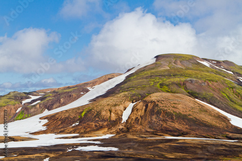 Icelandic mountain landscape. Colorful volcanic mountains in the Landmannalaugar geotermal area. One of the parts of Laugavegur trail photo
