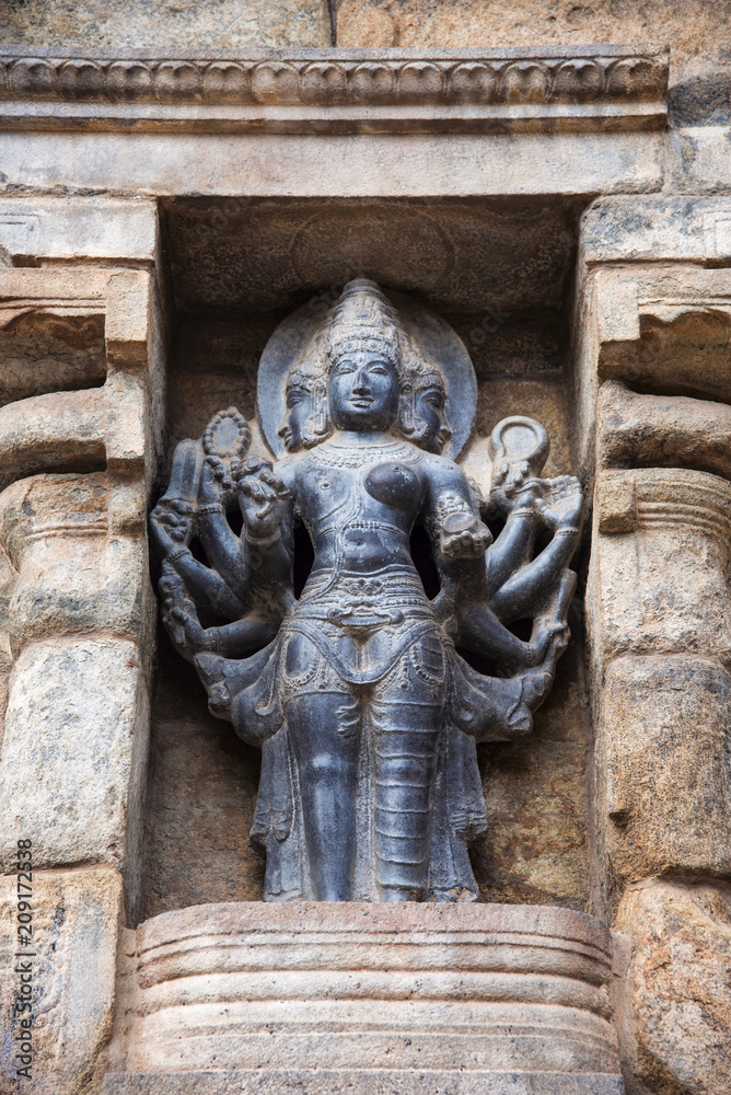 Ardhanareeshwarar, a form of Shiva as half man and half woman. Airavatesvara Temple, Darasuram, Tamil Nadu, India