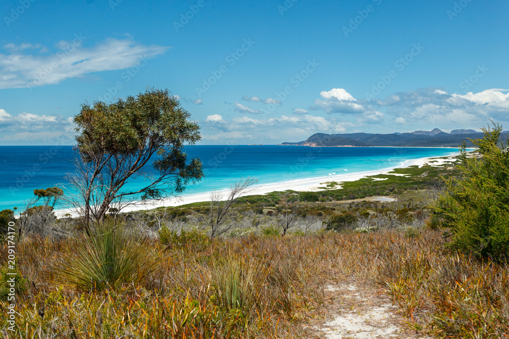 The endless white beaches on the Tasmania east coast
