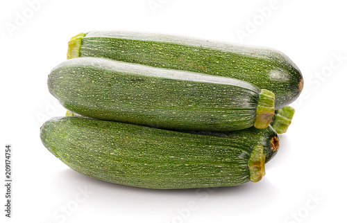 Long green cucumbers an isolated on white background photo