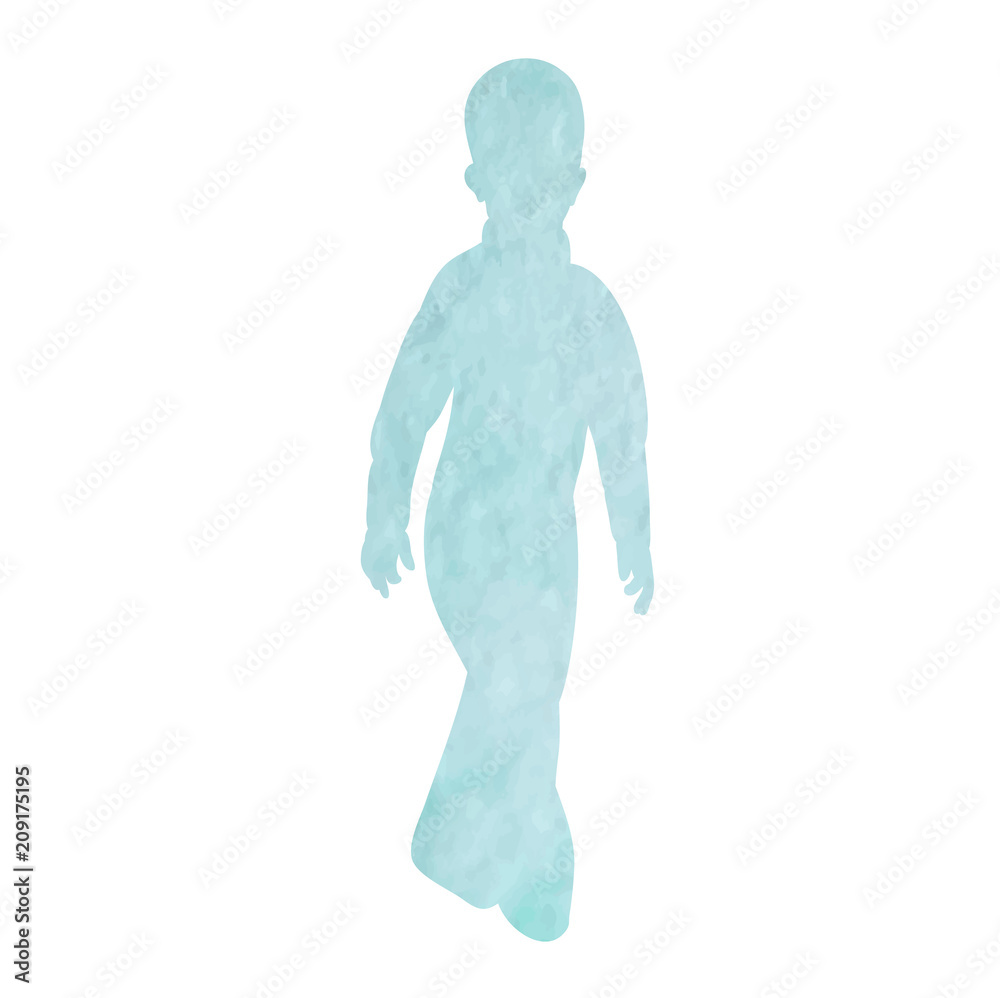  blue watercolor silhouette boy