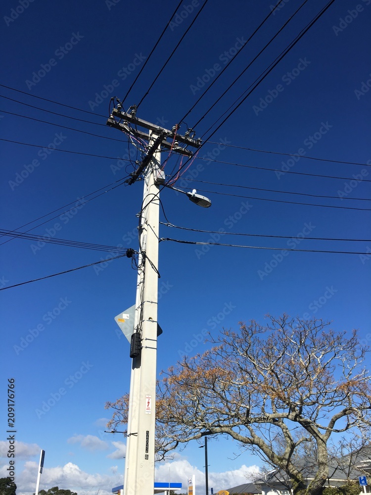 Electrical Pole in blue sky Electrical Pole in blue sky