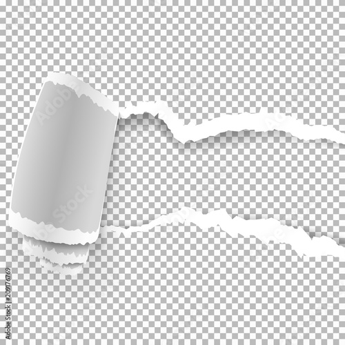 Ripped paper with ripped edges with shadow on transparent background. Graphic concept for your design