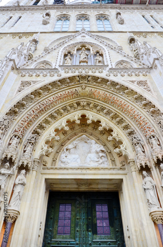 Beautiful Carved Decorative Angels above Zagreb Cathedral Entrance