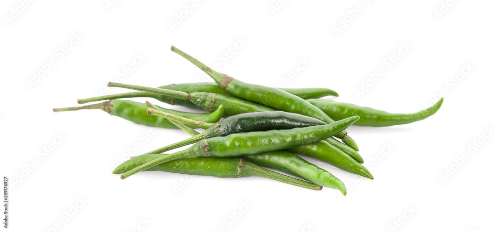 Fototapeta premium green chili pepper isolated on a white background