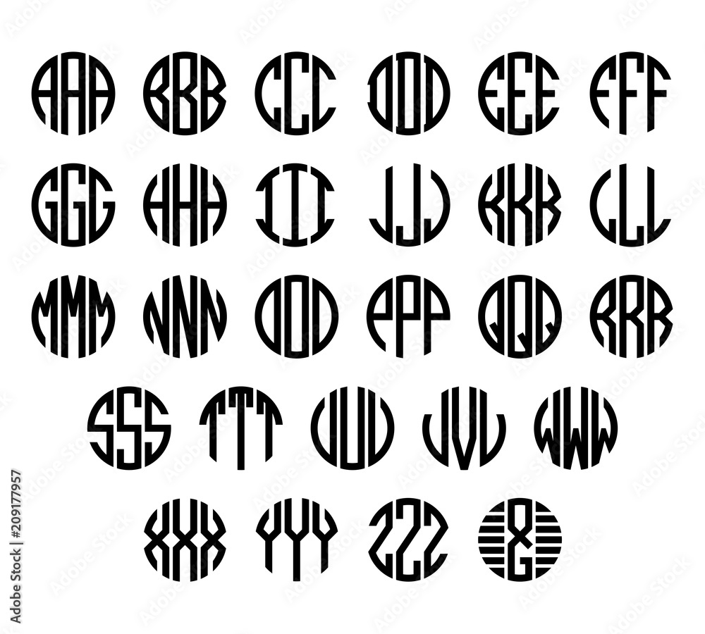 Vecteur Stock Set of letters to create circle monogram. Monogram alphabet.  Vector illustration. | Adobe Stock