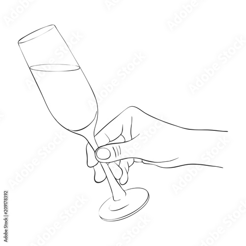 hand with glass of champagne