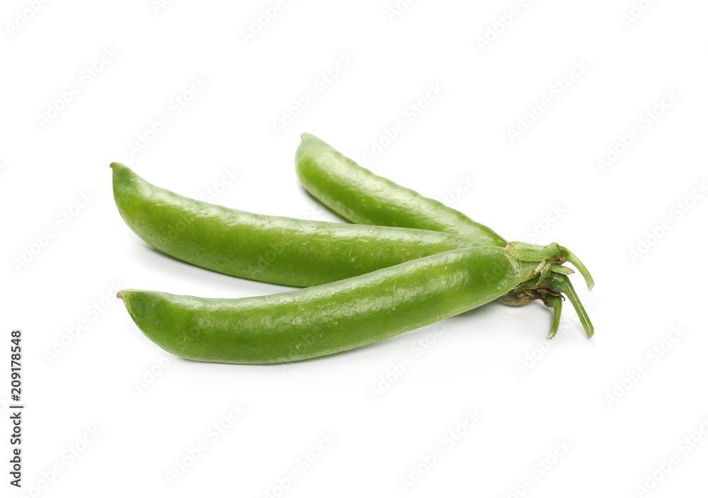 Fresh green pea pods isolated on white background Fresh green pea pods isolated on white background