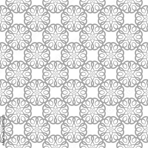 Gray floral seamless ornament on white background