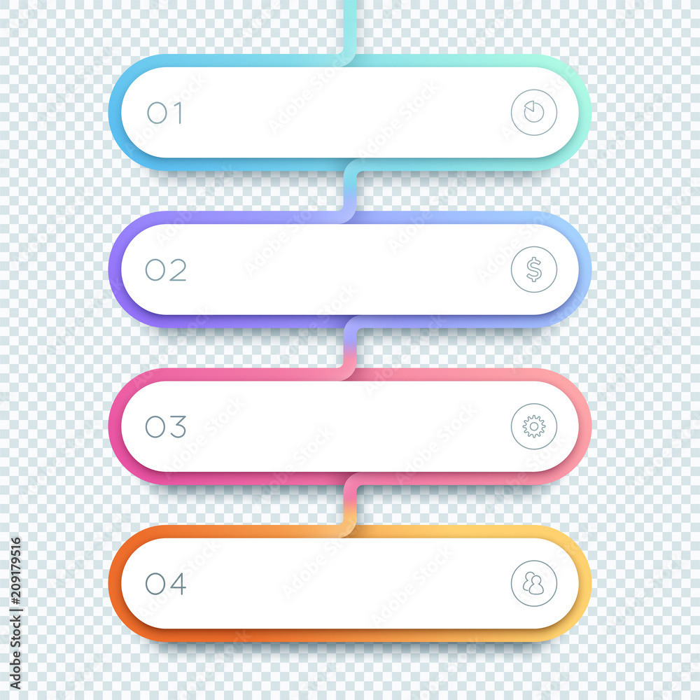 Vector 4 Step Gradient 3d Shapes List Infographic Vector 4 Step Gradient 3d Shapes List Infographic