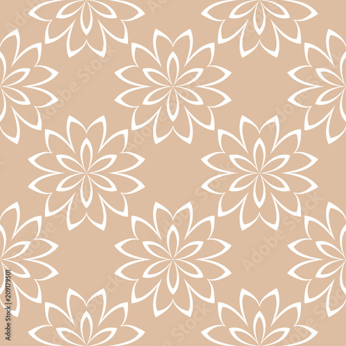 Beige and white floral seamless pattern