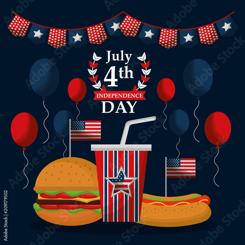 fast food celebration 4 july american independence day vector illustration