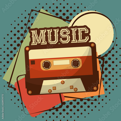 retro vintage cassette tape record halftone classic vector illustration