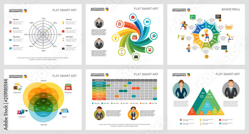 Colorful basketball or finance concept infographic charts set. Business design elements for presentation slide templates. Can be used for annual report, advertising, flyer layout and banner design.