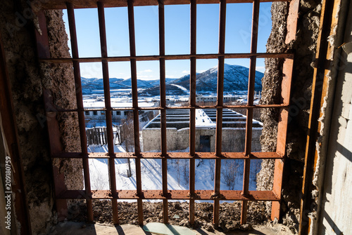 View through latticed window photo