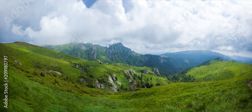 Panoramic view of Mount Ciucas on summer