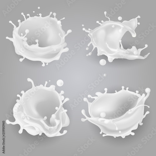 Set of milk splashes.