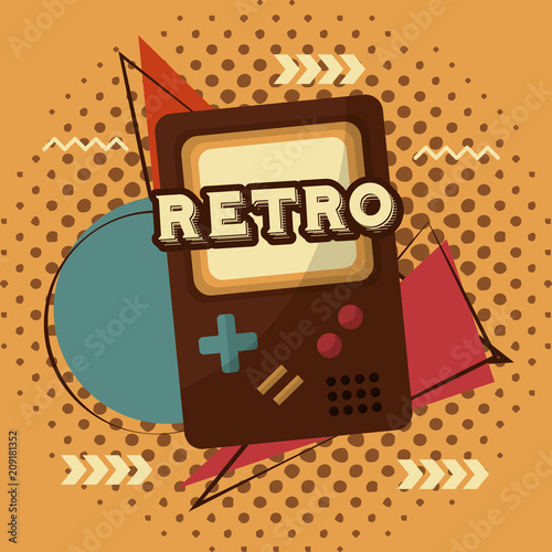 video game portable memphis background retro vintage vector illustration