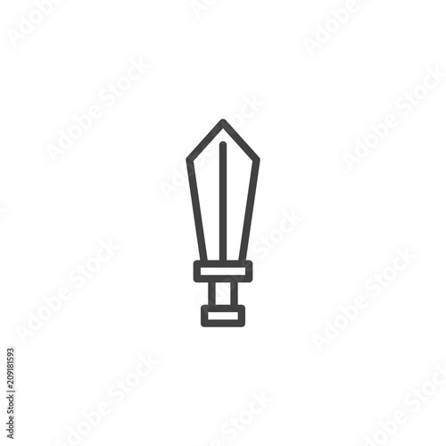 Sword outline icon. linear style sign for mobile concept and web design. Weapon simple line vector icon. Symbol, logo illustration. Pixel perfect vector graphics