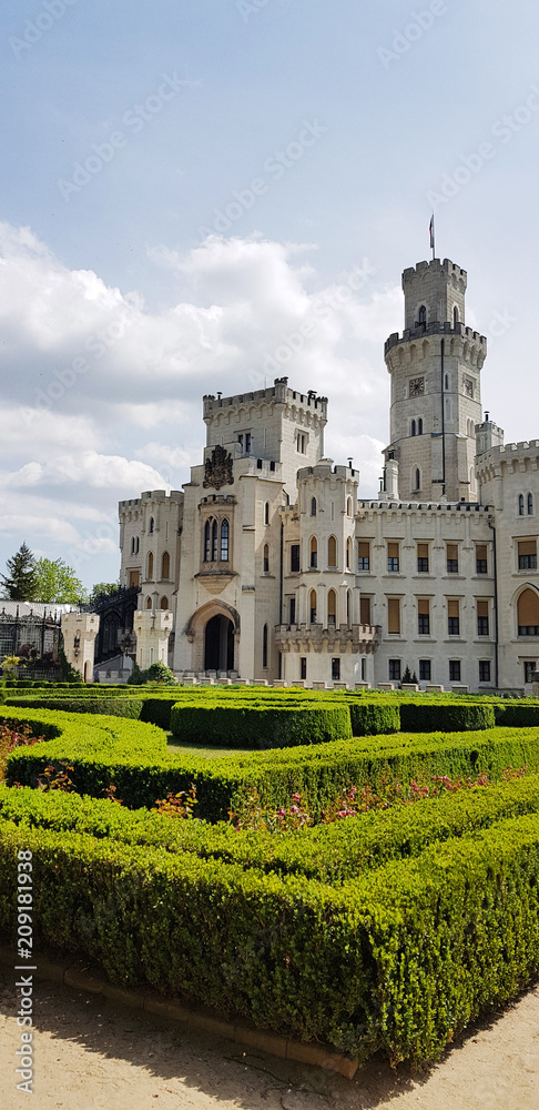 Fototapeta premium white castle and garden in spring