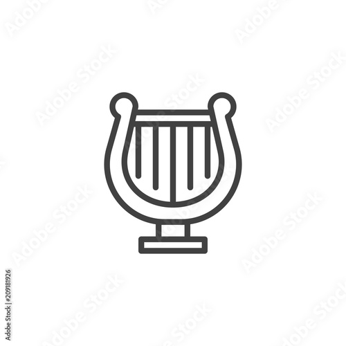 Harp outline icon. linear style sign for mobile concept and web design. Lyre simple line vector icon. Symbol, logo illustration. Pixel perfect vector graphics