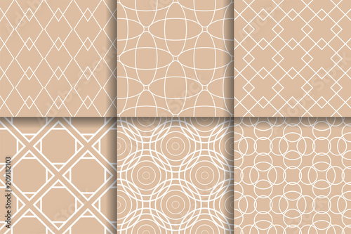 Brown geometric patterns. Collection of Seamless Textures