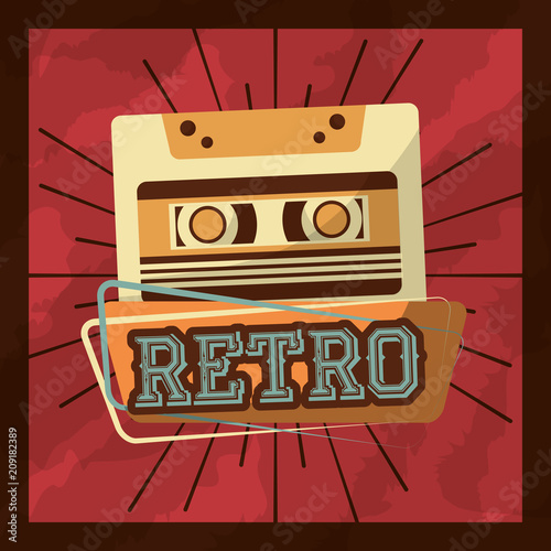 retro vintage cassette tape record music vector illustration